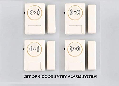 Wireless Door Window Open Alert Home Security System Siren/Alarm, Standard Size, White - Set of 4 Nos Sensors