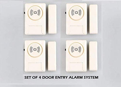 Wireless Door Window Open Alert Home Security System Siren/Alarm, Standard Size, White - Set of 4 Nos Sensors