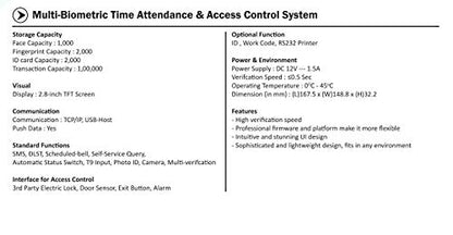 ESSL MB 160 Face Time Attendance With Access Control System