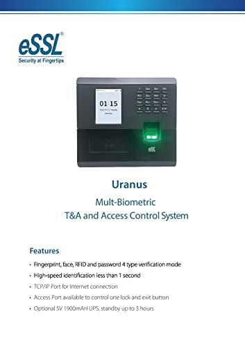 ESSL Multi-Biometric Time Attendance and Access Control System AiFace Uranus