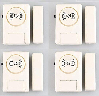 Wireless Door Window Open Alert Home Security System Siren/Alarm, Standard Size, White - Set of 4 Nos Sensors