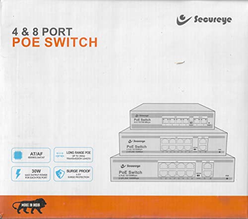 Secureye 4 Port + 2 Uplink Ports 10/100 Mbps PoE Switch (4+2 Port)
