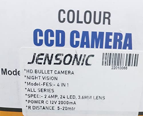 Jensonic 2 MP AHD Bullet Camera Plastic Body with 4 Function Button for Changing Mode Supports All DVRS for Outdoor Use