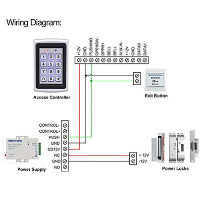 Weatherproof RFID Pin Access Control System, Surface Mount Drop Bolt Lock, K80 Supply, Exit Button, Keychain Tag 10 Nos