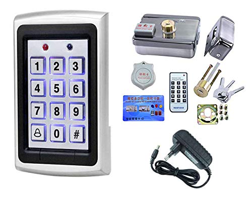 NAVKAR SYSTEMS Waterproof RFID Access Control with Motorized Lock and Power Supply for Wooden Door