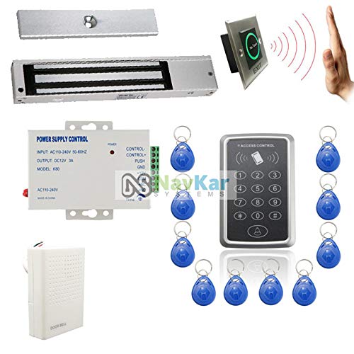 RF PIN Access Control, EM Lock 600 Lbs, 12V Door Bell, No Touch Switch, K80 Supply, Keychain Tags 10 Nos