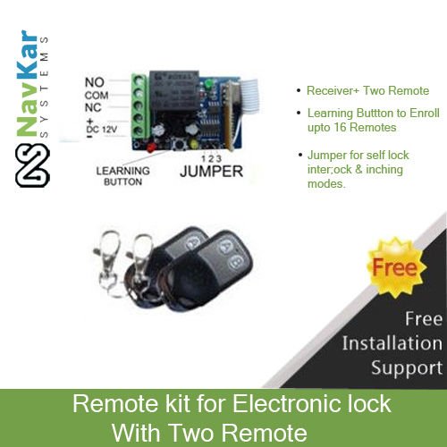 NAVKAR SYSTEMS Toughened Glass Door Lock to Open by 2 Remote with Receiver and Adapter