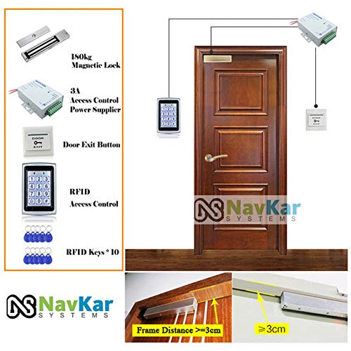 Weatherproof RFID Pin Access Control System, EM Lock 600 Lbs, K80 Supply, PVC Button, Keychain Tag 10 Nos for Wooden or Aluminium Door