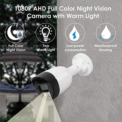 Jensonic 2 MP Color Night Vision Day/Night 24 Hour Full Color Vision 1080P Full HD AHD Weatherproof Bullet CCTV Surveillance Camera Compatible with All 2MP