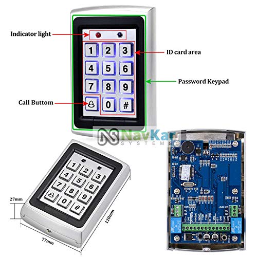 Weatherproof RFID Pin Access Control System, EM Lock 600 Lbs, K80 Supply, PVC Button, Keychain Tag 10 Nos for Wooden or Aluminium Door
