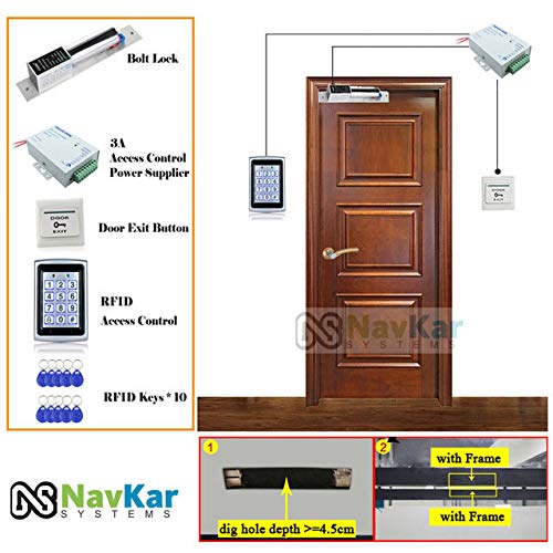 Weather Proof RFID Access Drop Bolt Lock with Feedback K80 Supply Exit Button Keychain 10 nos Access Control System