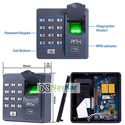 Door Entry Access Control System Biometric RF PIN Access Control, Drop Bolt Lock, Exit Button, K80 Supply, 10 Keychain