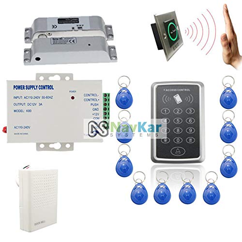 NAVKAR SYSTEMS RF PIN Access Control, Drop Bolt Lock, 12V Door Bell, No Touch Switch, K80 Supply, Keychain Tags 10 No's